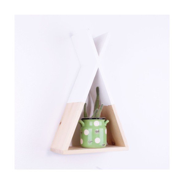 Biała ścienna półka drewniana North Carolina Scandinavian Home Decors Teepee, wys.33 cm