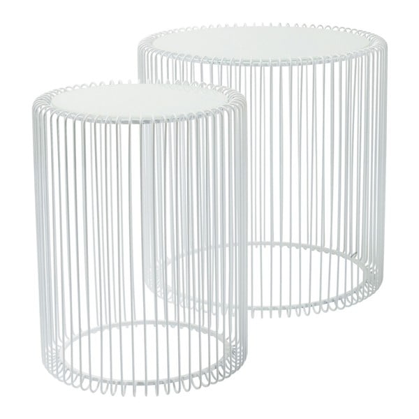 Zestaw 2 białych stolików Kare Design Wire High