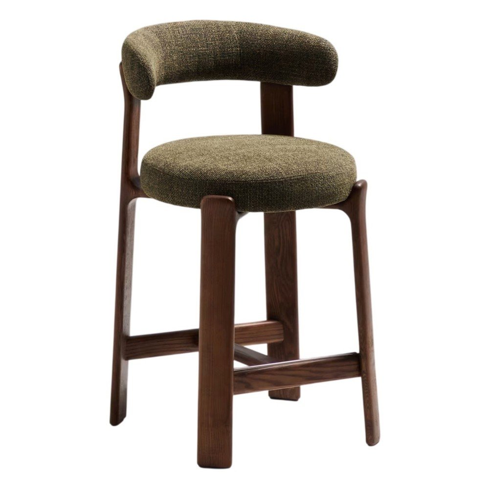 Hoker w kolorze zielono-ciemnonaturalnym z litego drewna jesionowego (wysokość siedziska 65 cm) Granite – Kave Home