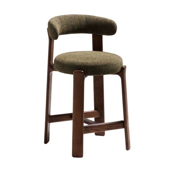 Hoker w kolorze zielono-ciemnonaturalnym z litego drewna jesionowego (wysokość siedziska 65 cm) Granite – Kave Home