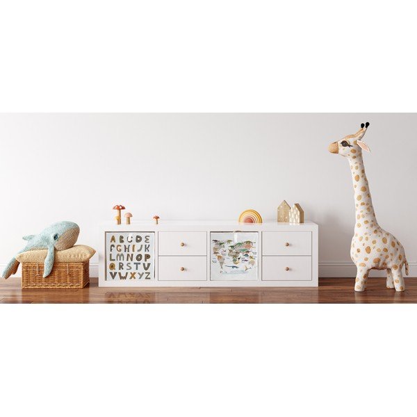 Biały tekstylny dziecięcy pojemnik na zabawki 32x32x32 cm Dino World Map – Butter Kings-image-1