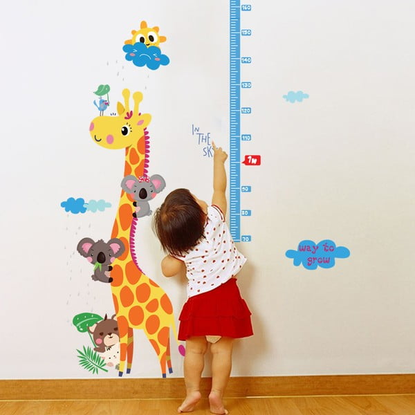 Naklejka dziecięca do mierzenia wzrostu na drzwi/na ścianę 60x120 cm Giraffe & Koalas – Ambiance