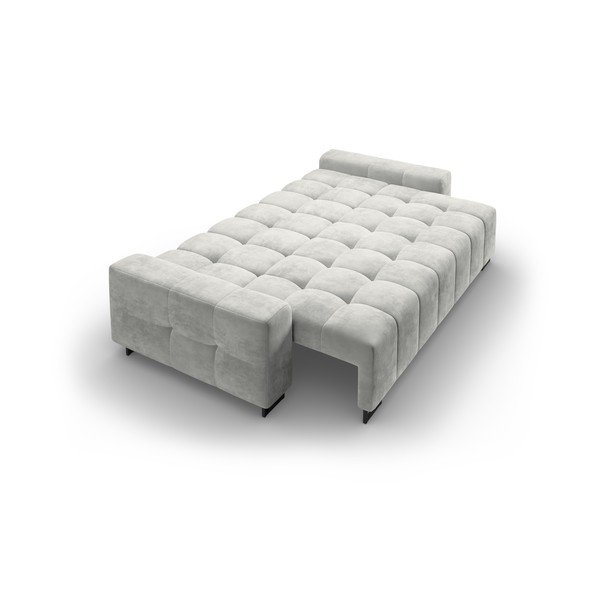 Jasnoszara aksamitna rozkładana sofa ze schowkiem 250 cm Wicklow – Cosmopolitan Design-image-4