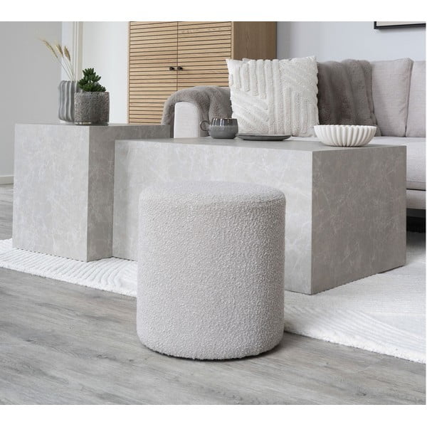 Beżowy puf z materiału bouclé Ejby – House Nordic-image-1