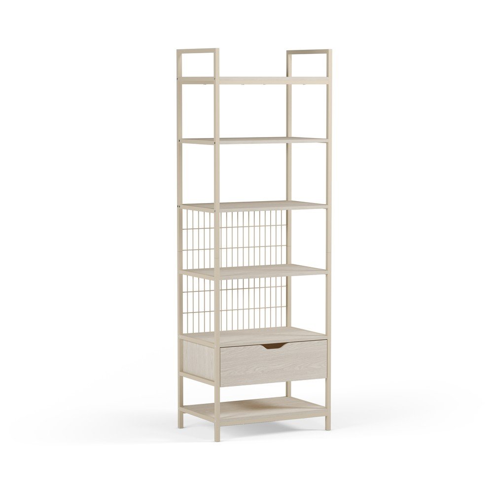 Kremowy stalowy regał 60x179,5x40 cm Amara – Marckeric