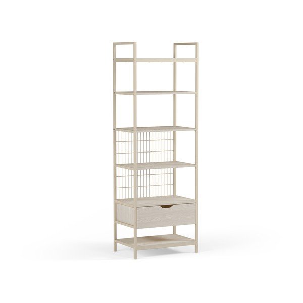 Kremowy stalowy regał 60x179,5x40 cm Amara – Marckeric-image-3
