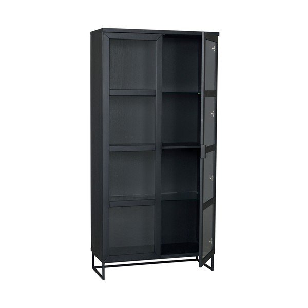 Czarna witryna z litego drewna dębowego 95x195 cm Everett – Rowico-image-3