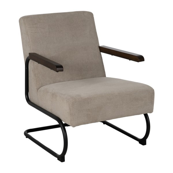 Szarobrązowy fotel z tkaniny szenilowej Industra – Ixia
