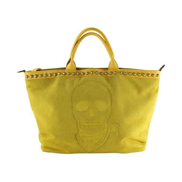 Skórzana torebka Skull, żółta