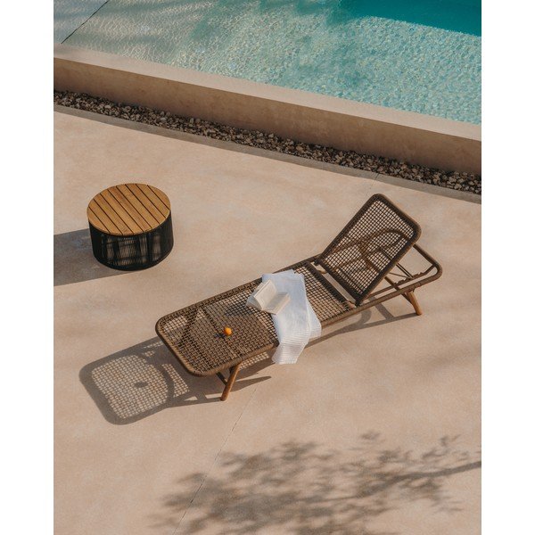 Brązowy drewniano-metalowy leżak ogrodowy Dandara – Kave Home-image-1