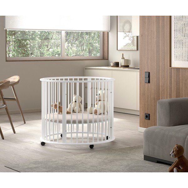 Biały kojec dla dzieci z litego drewna bukowego 90x90 cm Dino – Vipack-image-1