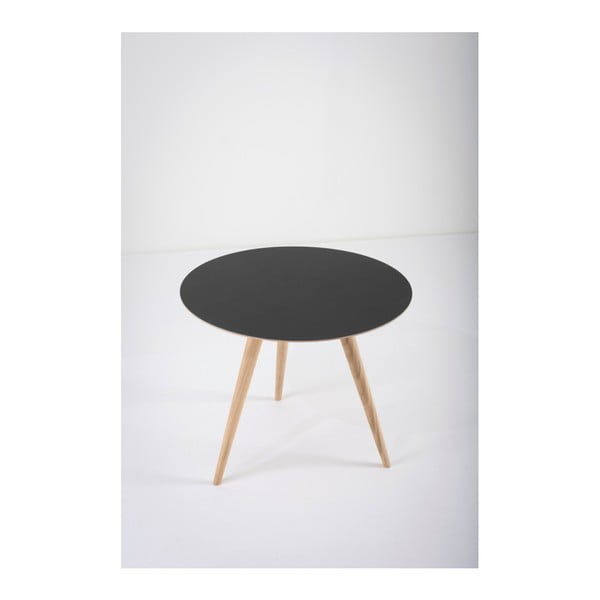 Dębowy stolik z czarnym blatem Gazzda Arp, ⌀ 55 cm-image-4