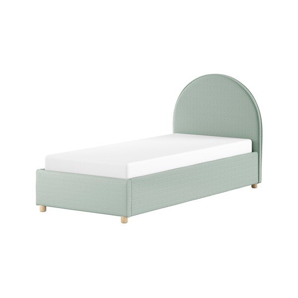 Zielone tapicerowane łóżko jednoosobowe ze schowkiem i stelażem 90x200 cm Moon – Vipack