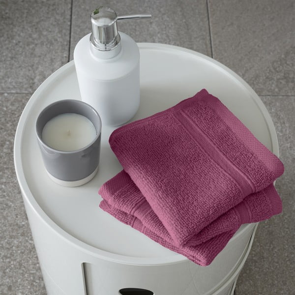 Ciemnoróżowe bawełniane ręczniki frotte zestaw 2 szt. 30x30 cm Zero Twist – Catherine Lansfield-image-1