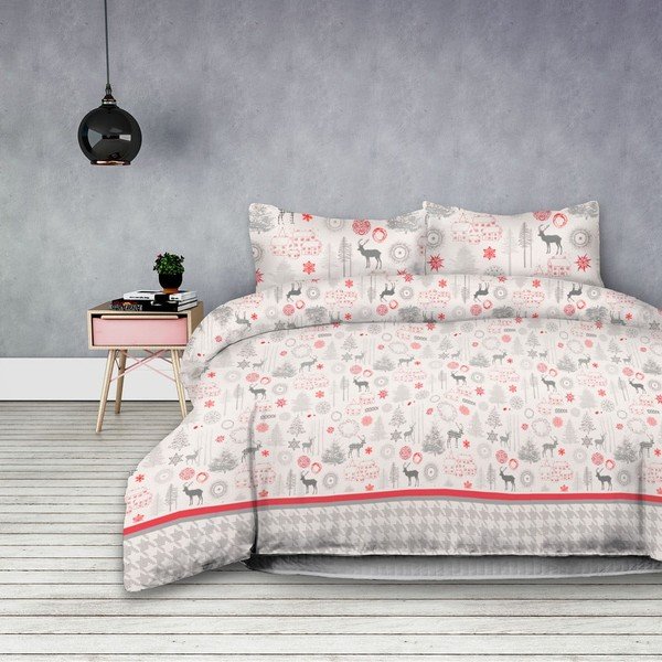 Dwuosobowa pościel flanelowa ze świątecznym motywem AmeliaHome Lappi, 200x220 cm-image-1