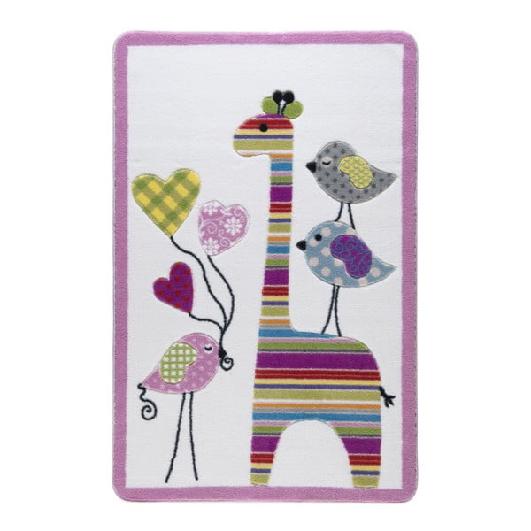 Różowy dywan dziecięcy Confetti Giraffe, 133x190 cm