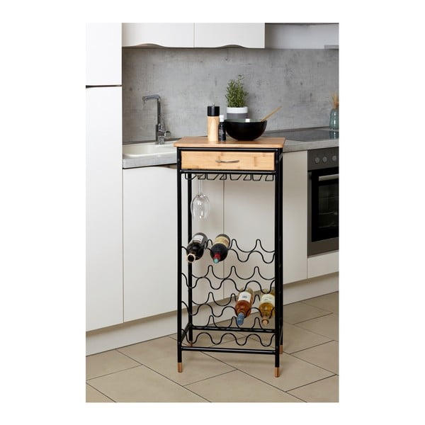 Czarno-naturalna metalowa szafka na wino liczba butelek 16, 48x95 cm Loft – Wenko-image-3