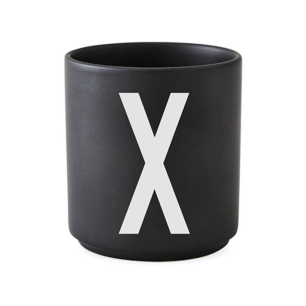Czarny porcelanowy kubek Design Letters Alphabet X, 250 ml