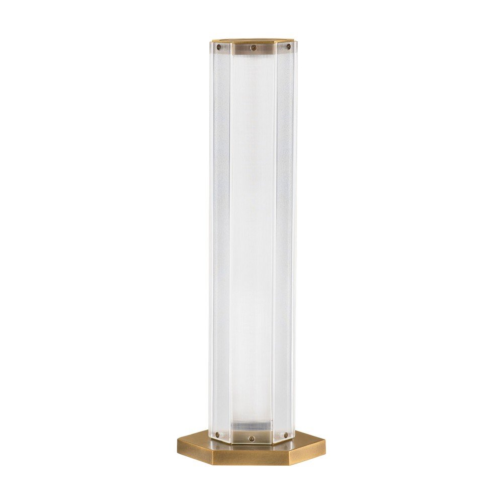 Stalowa lampa stołowa LED w kolorze mosiądzu ze szklanym kloszem (wysokość 55,5 cm) Essenzo – Nova Luce