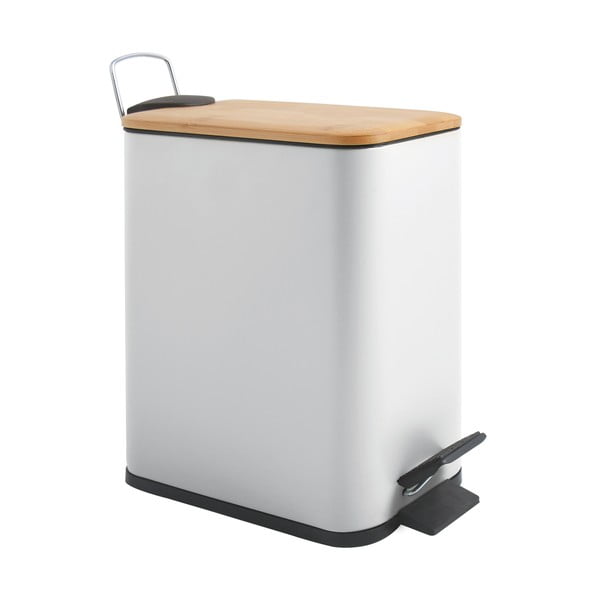 Biały stalowy kosz na śmieci z pedałem 5 l   Erik – Spirella
