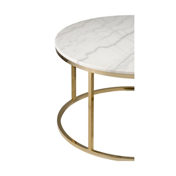 Biały stolik marmurowy z konstrukcją w kolorze złota RGE Accent, ⌀ 85 cm-image-4