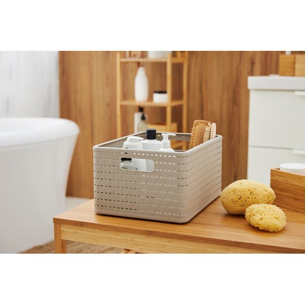 Beżowy koszyk z plastiku z recyklingu Country – Rotho-image-2