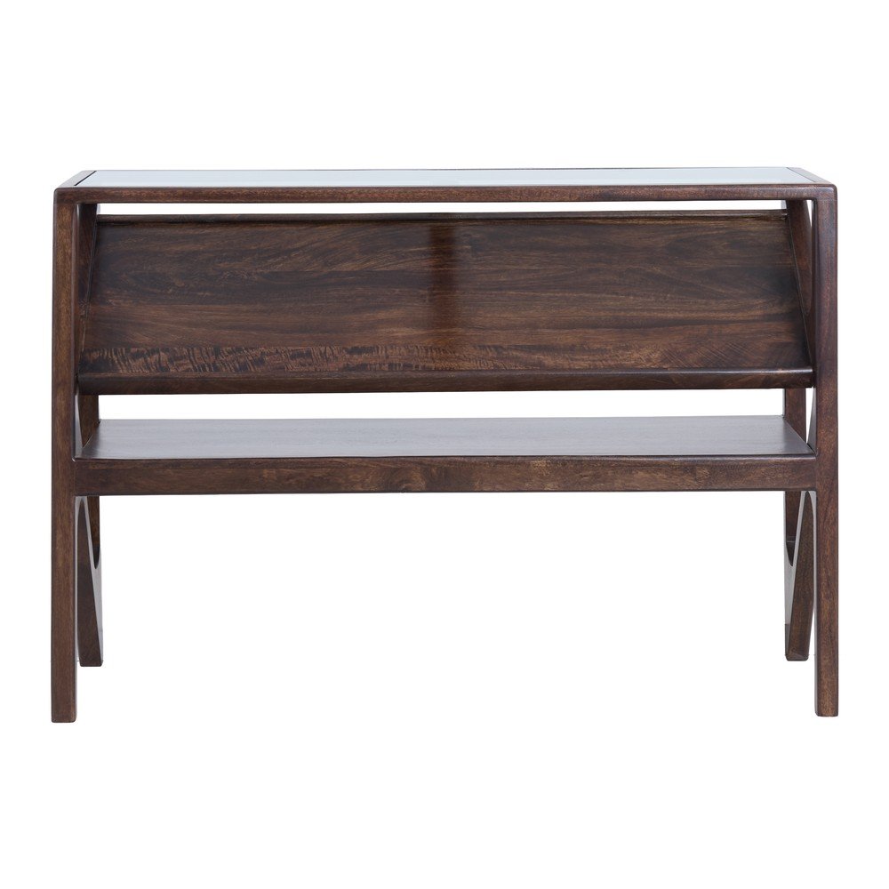 Konsola ze szklanym blatem w ciemnym naturalnym kolorze 41x119 cm Yuki – Light & Living (zdjęcie 7)