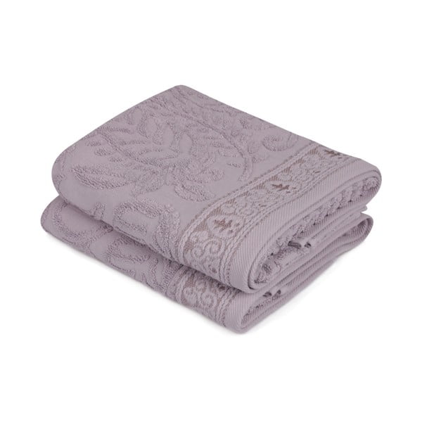Komplet 2 fioletowych ręczników na ruce Catherine, 50x90 cm