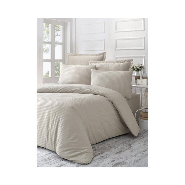 Pościel dwuosobowa z satyny bawełnianej z prześcieradłem Samia Lijena, 200x220 cm