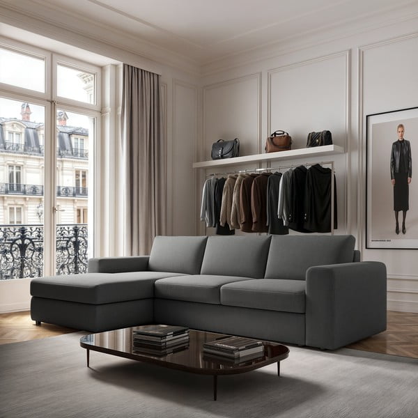 Szary narożnik (lewostronny/z szezlongiem) Baga – Rodier-image-1