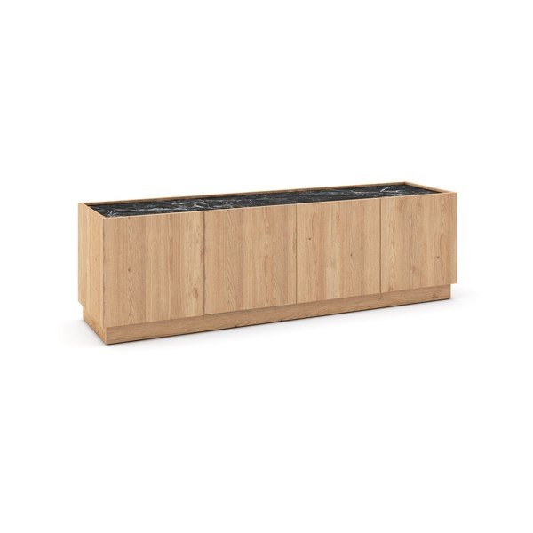 Czarno-naturalna szafka pod TV w dekorze dębu 160x48 cm Dione – Marckeric-image-2