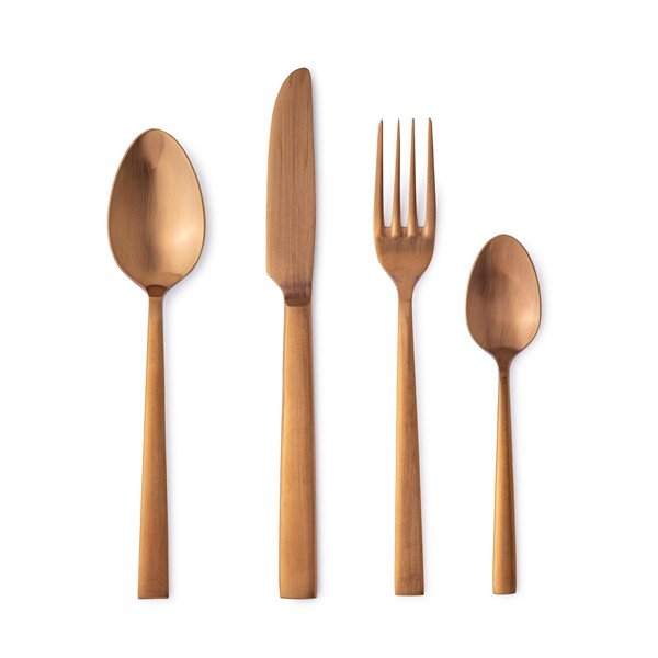 Sztućce 16 szt. ze stali nierdzewnej w kolorze miedzi dla 4 osób Hestia – Bizzotto