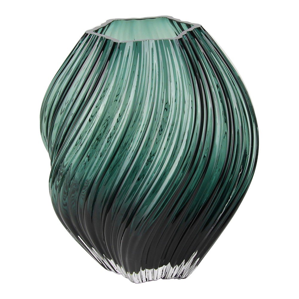 Ciemnozielony szklany ręcznie wykonany wazon (wysokość 23 cm) – House Nordic