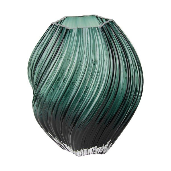 Ciemnozielony szklany ręcznie wykonany wazon (wysokość 23 cm) – House Nordic