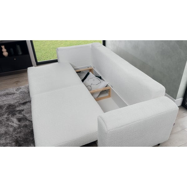 Kremowa rozkładana/ze schowkiem sofa z materiału bouclé 260 cm Dalia – ELTAP-image-3