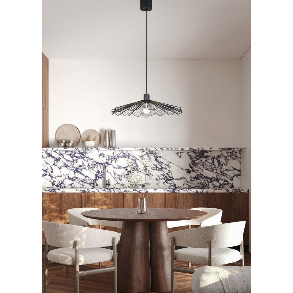 Czarna metalowa lampa wisząca z metalowym kloszem ø 50 cm Margarita – Reality (zdjęcie 2)