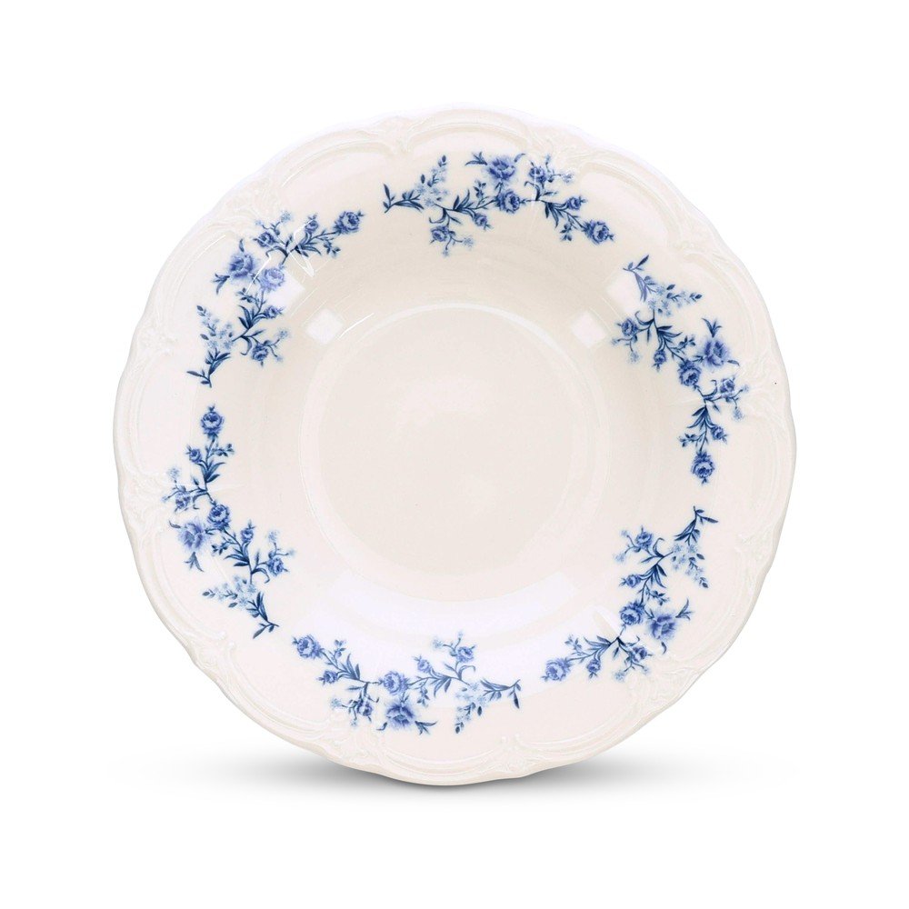Biały/niebieski głęboki porcelanowy talerz ø 23,5 cm Retro – BonBistro (zdjęcie 3)