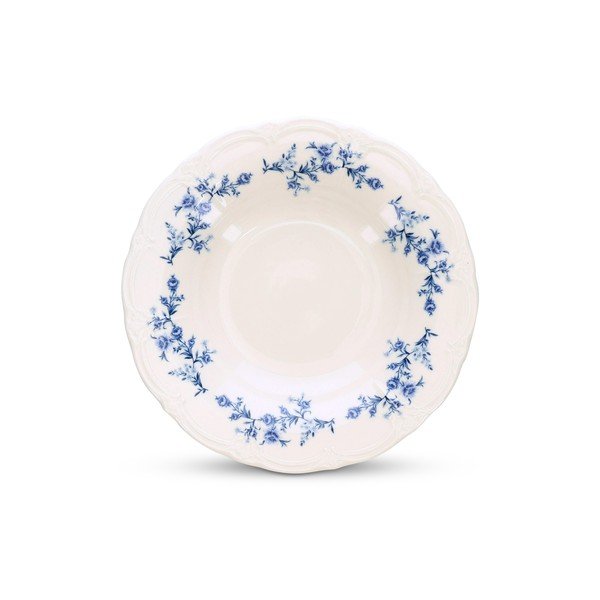 Biały/niebieski głęboki porcelanowy talerz ø 23,5 cm Retro – BonBistro-image-2