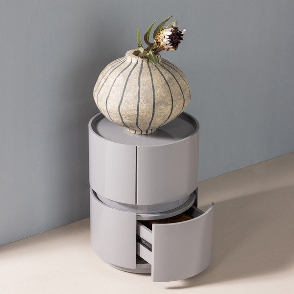 Jasnoszara szafka nocna z połyskiem Lunex – WOOOD-image-1