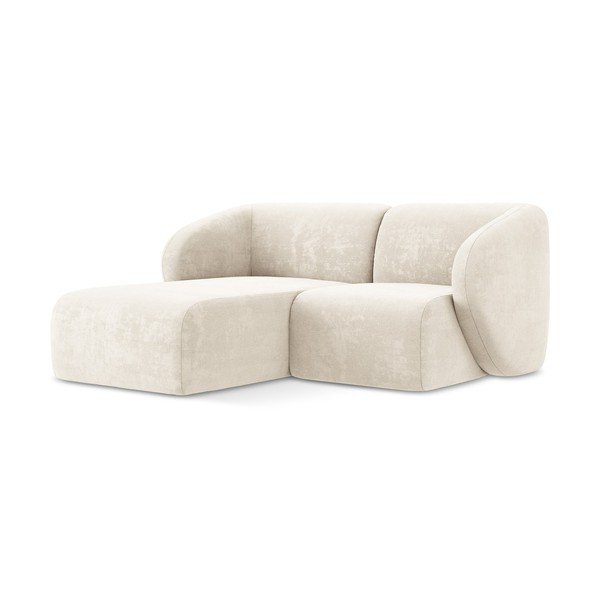 Beżowy narożnik z tkaniny szenilowej (lewostronny/z szezlongiem) Lani – Makamii-image-1