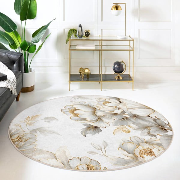 Jasnoszaro-beżowy okrągły dywan odpowiedni do prania ø 80 cm Soft and Gentle – Mila Home-image-3