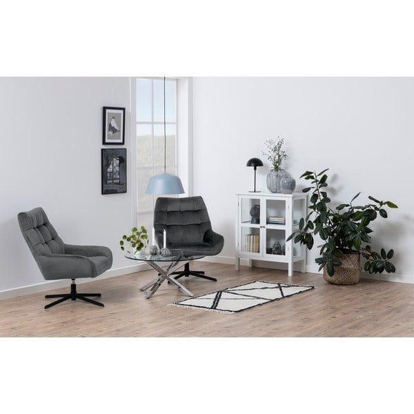 Szary obrotowy aksamitny fotel Paris – Actona-image-1