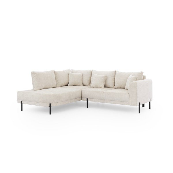 Beżowy narożnik z tkaniny szenilowej (lewostronny/w kształcie litery L) Mauris  – Ropez-image-2