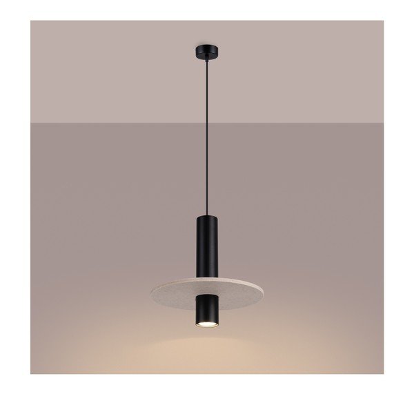 Czarna/beżowa metalowa lampa wisząca ø 30 cm Olisa – Sollux-image-2