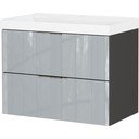 Szara wisząca szafka z umywalką z połyskiem 81x65 cm Vasio – Germania