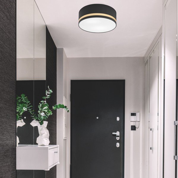 Czarna lampa sufitowa z tekstylnym kloszem ø 35 cm Gloria – LAMKUR-image-1