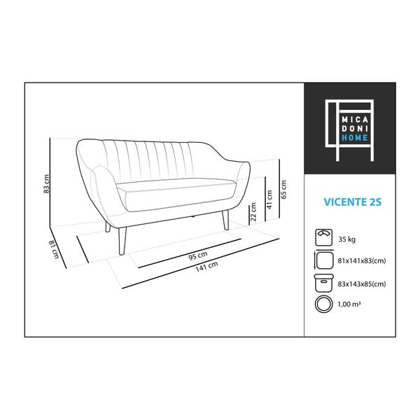 Beżowa sofa 2-osobowa Micadoni Home Vincente-image-2
