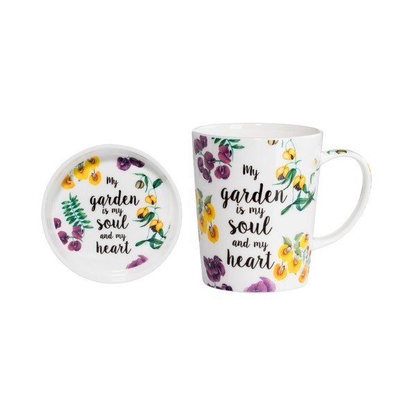 Komplet kubka ze spodkiem z porcelany kostnej Maxwell & Williams Soul Heart, 400 ml