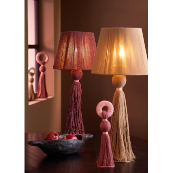 Ceglasta lampa stołowa z tekstylnym kloszem (wysokość 58 cm) Espino – Light & Living-image-1