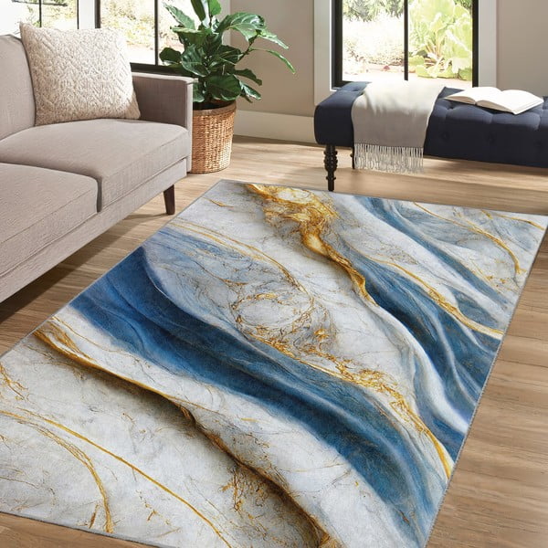 Niebieski dywan odpowiedni do prania 80x150 cm Golden Spill – Mila Home-image-4